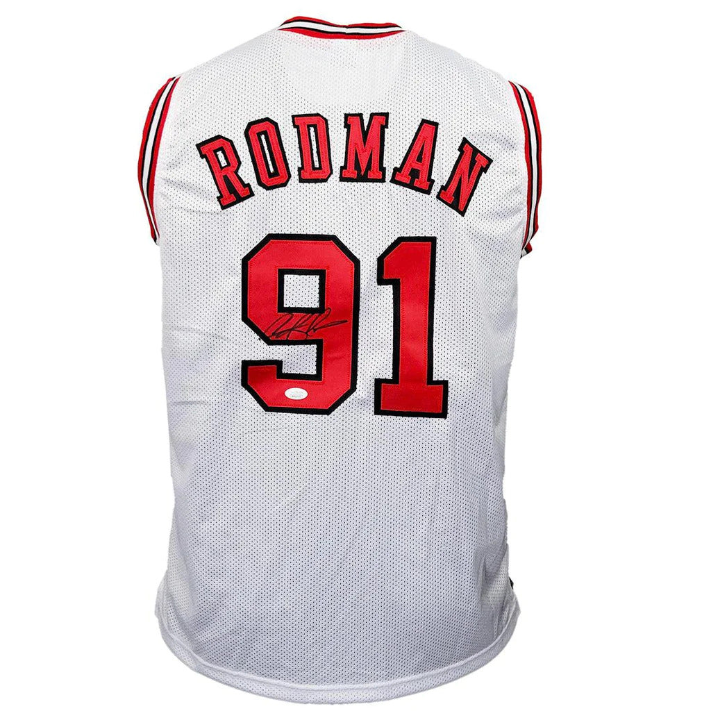 Chicago Bulls Dennis Rodman Autographed Red Jersey JSA