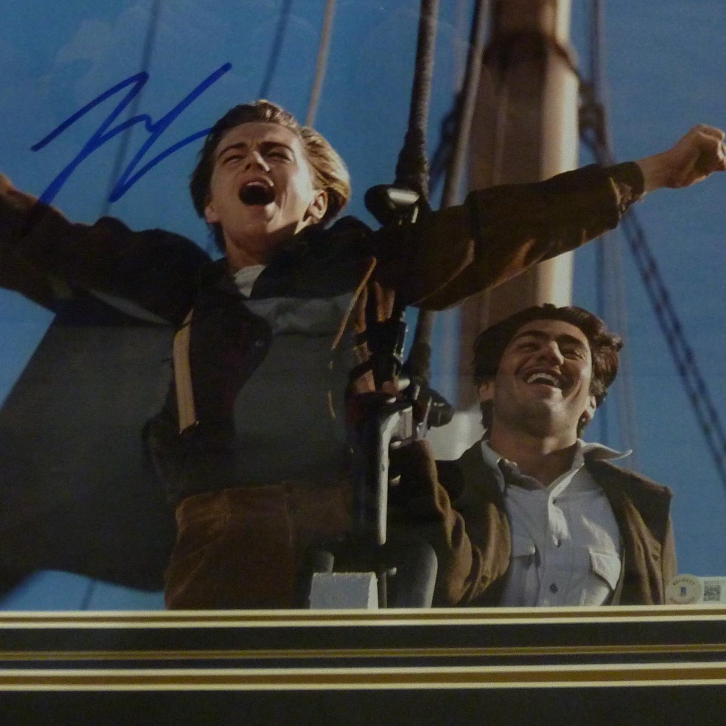 Titanic Full-Size Movie Poster Deluxe Framed with Leonardo DiCaprio Autograph - JSA