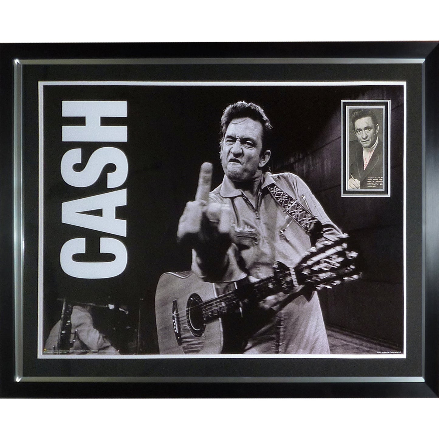 Johnny Cash Full-Size Music Poster Deluxe Framed with Autograph - JSA