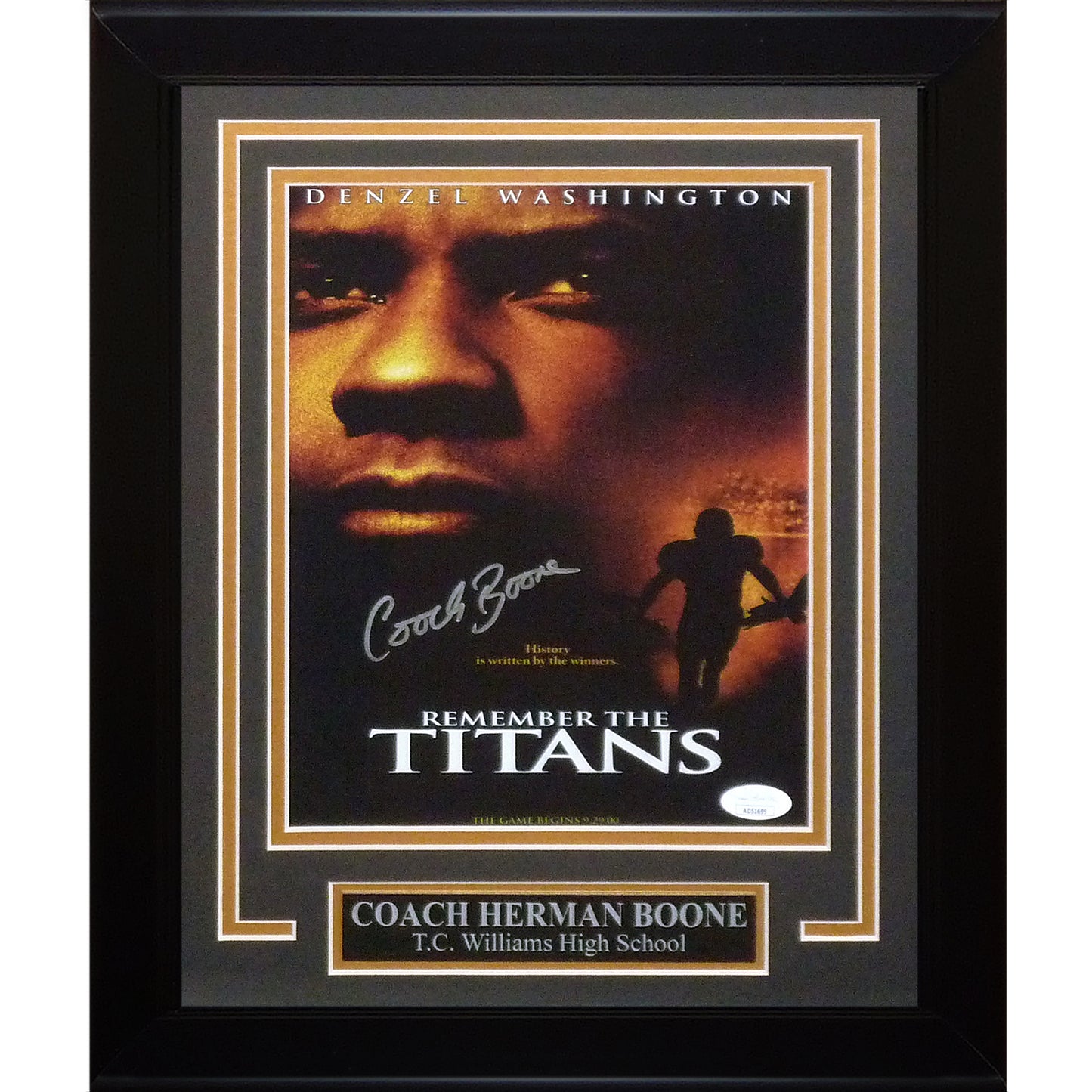 Herman Boone Autographed “Remember The Titans” TC Williams Head Coach Deluxe Framed 8x10 Photo – JSA