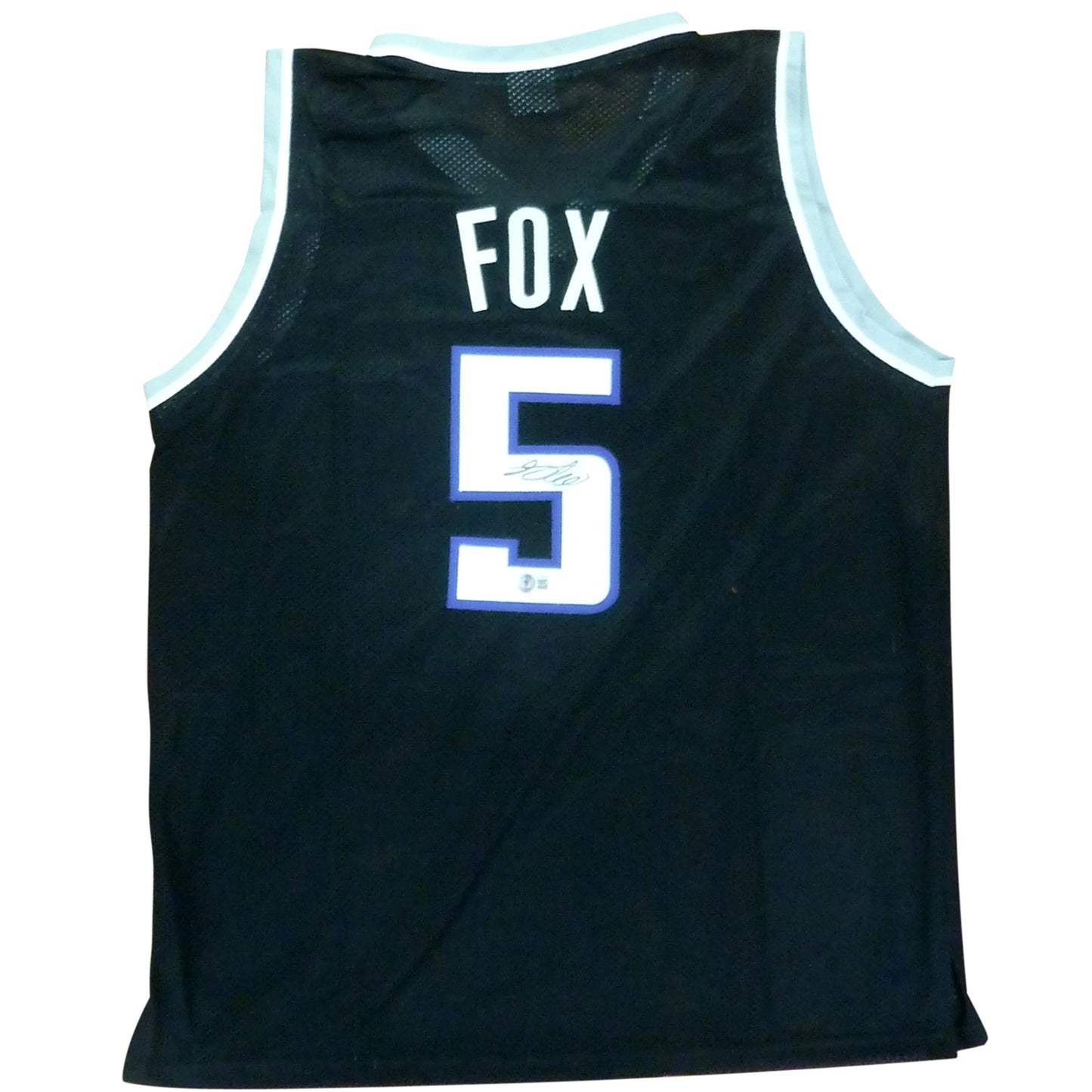 De'Aaron Fox Autographed Sacramento (Black #5) Custom Jersey - Beckett