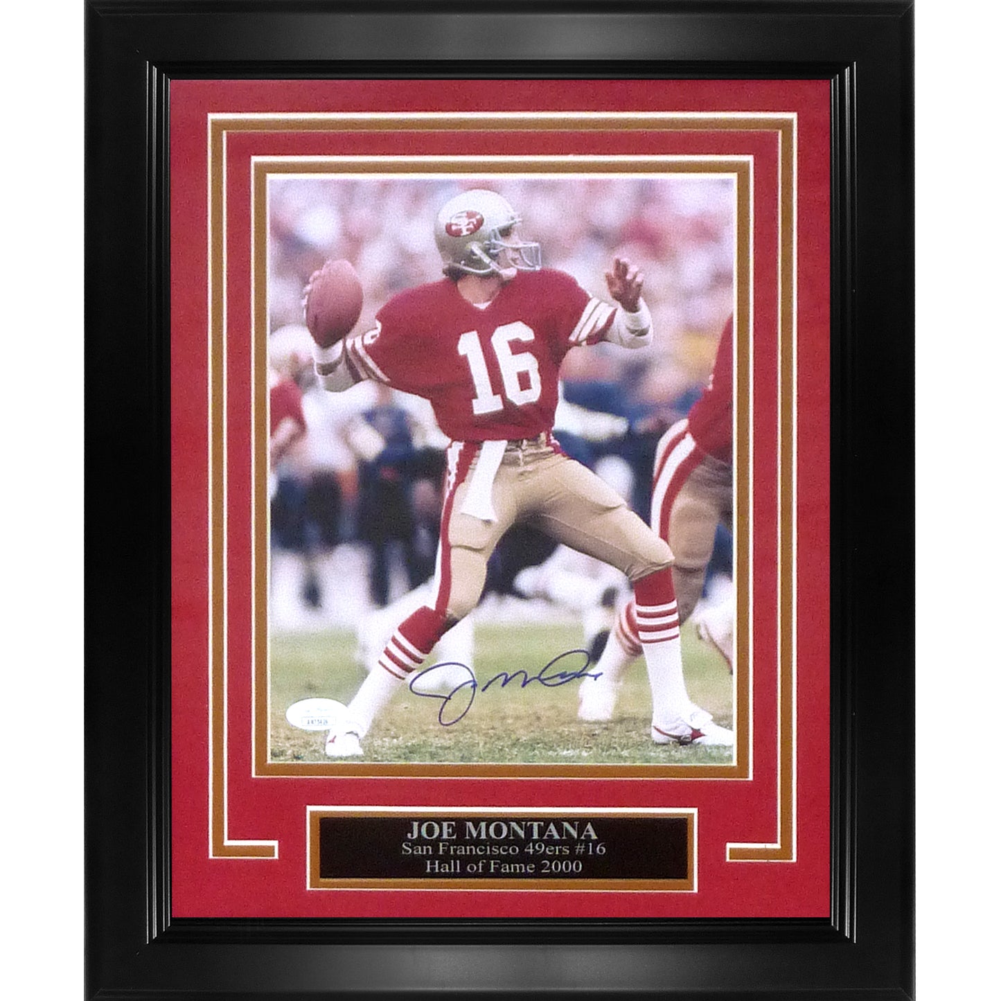 Joe Montana Autographed San Francisco 49ers (Action) Deluxe Framed 8x10 Photo - JSA