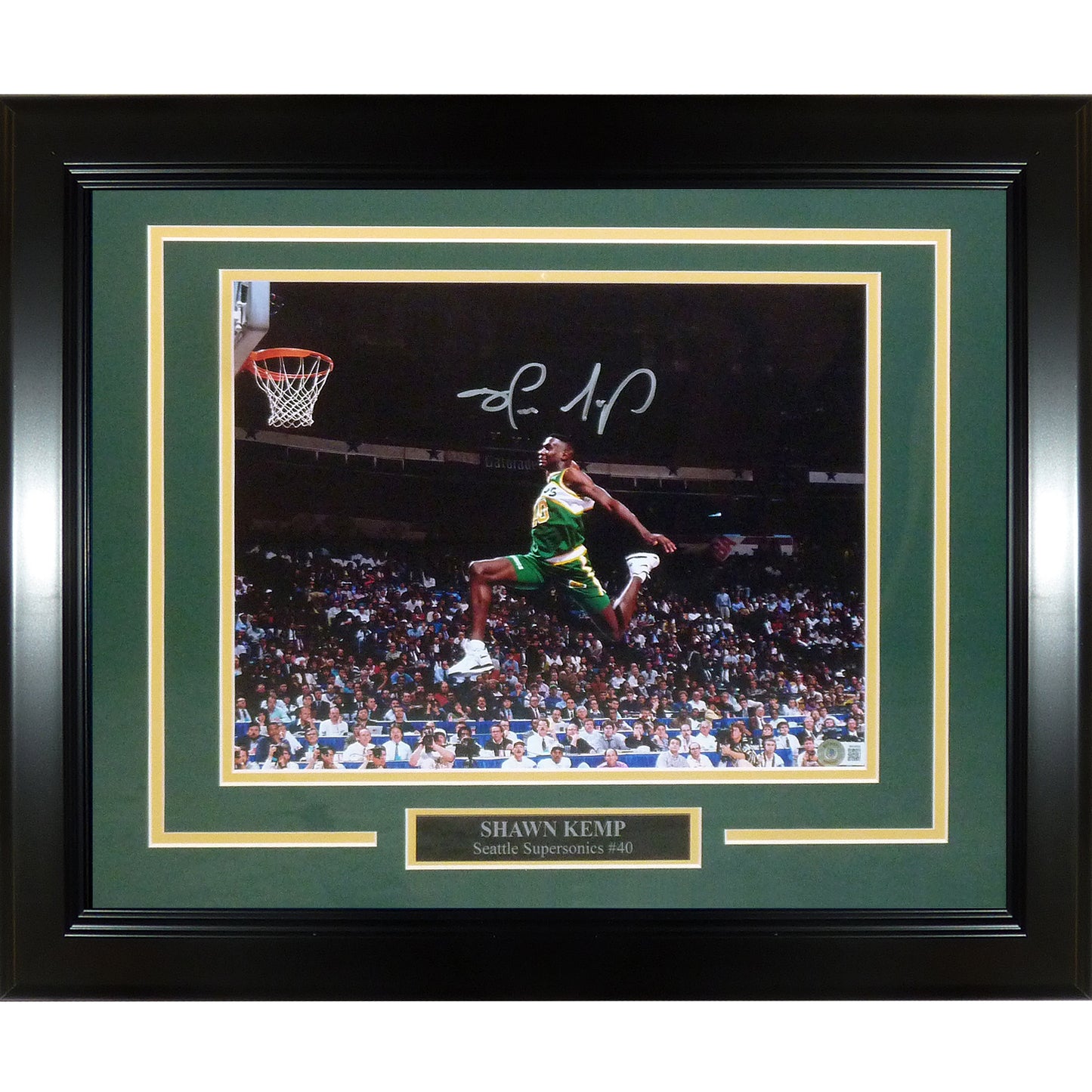 Shawn Kemp Autographed Seattle SuperSonics (1991 Dunk Contest) Deluxe Framed 11x14 Photo - Beckett