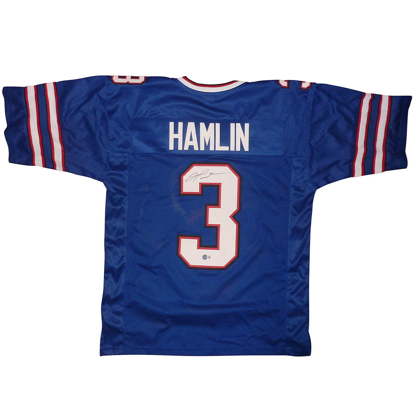 Damar Hamlin Autographed Buffalo (Blue #3) Custom Jersey - Beckett