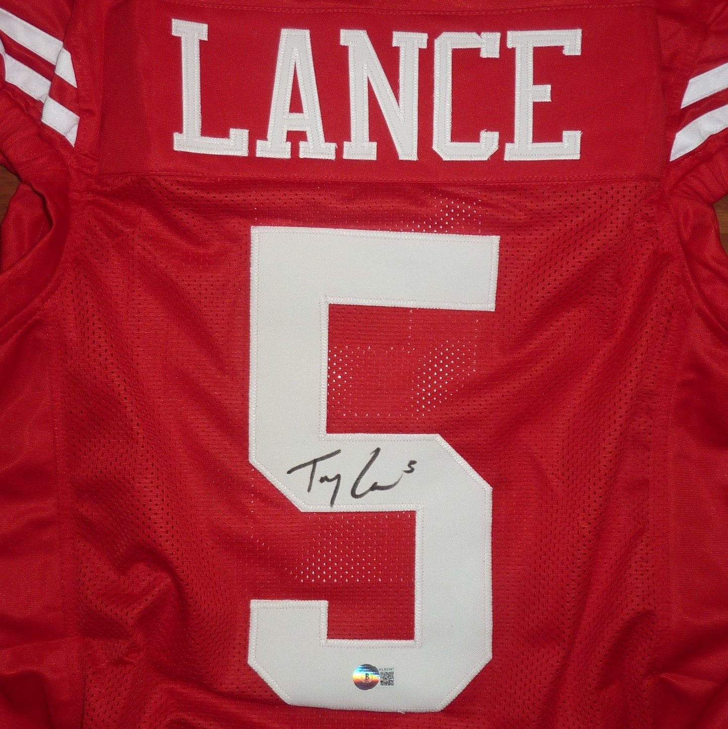 Trey Lance Autographed San Francisco (Red #5) Custom Jersey - Beckett