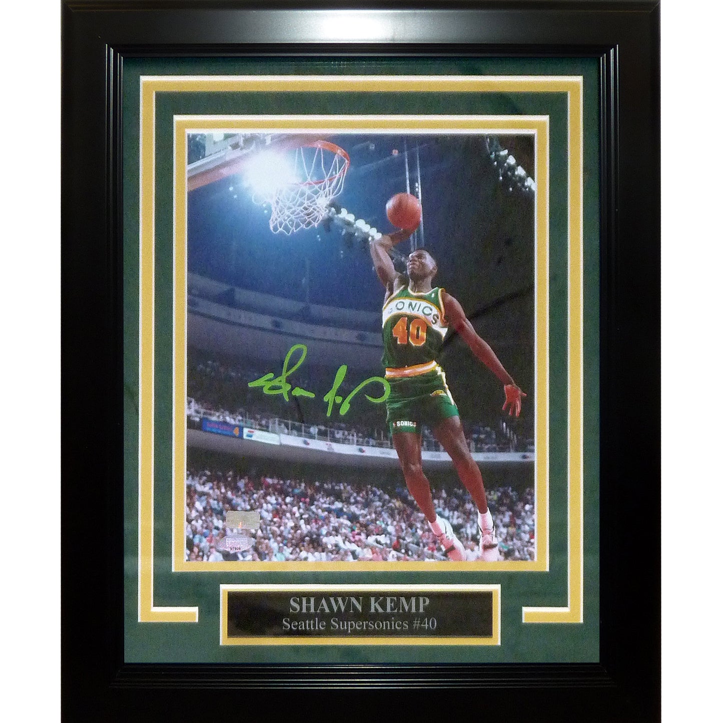 Shawn Kemp Autographed Seattle Supersonics (Slam Dunk) Deluxe Framed 8x10 Photo - MCS