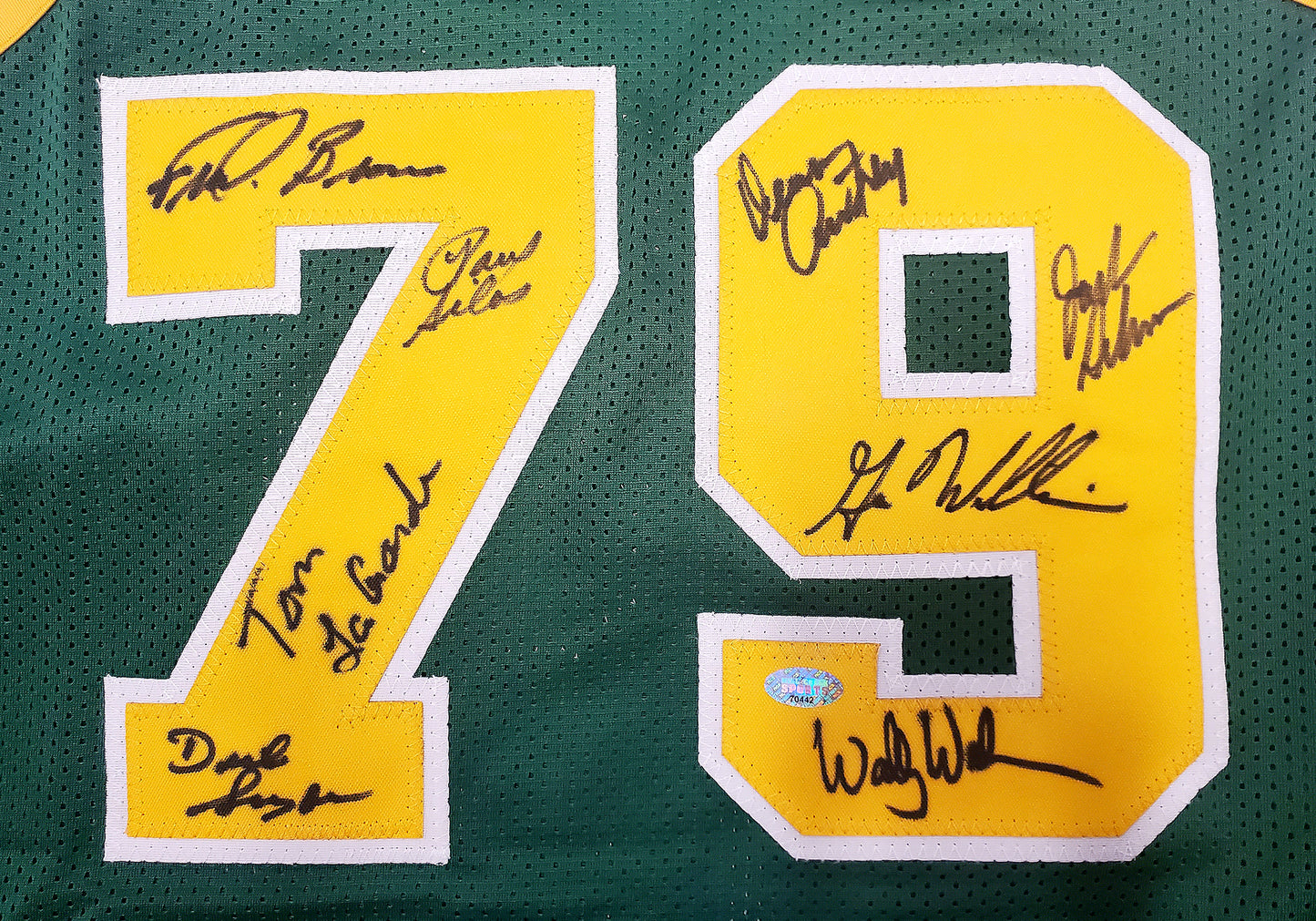 1978-79 NBA Champions Seattle Supersonics Multi Autographed Seattle (Green #79) Jersey - 9 signatures - Beckett