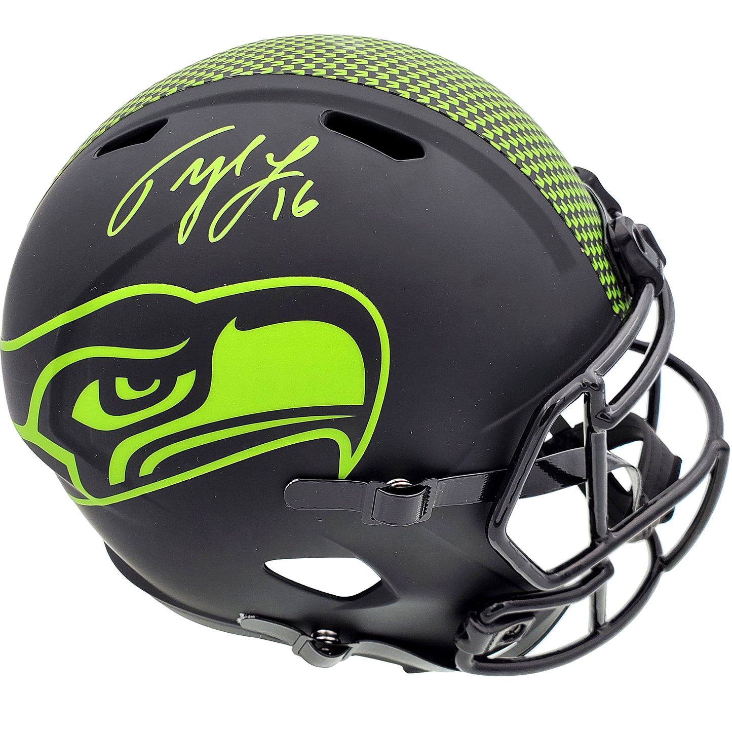 Tyler Lockett Autographed Seattle Seahawks (ECLIPSE Alternate) Deluxe Full-Size Replica Helmet – MCS