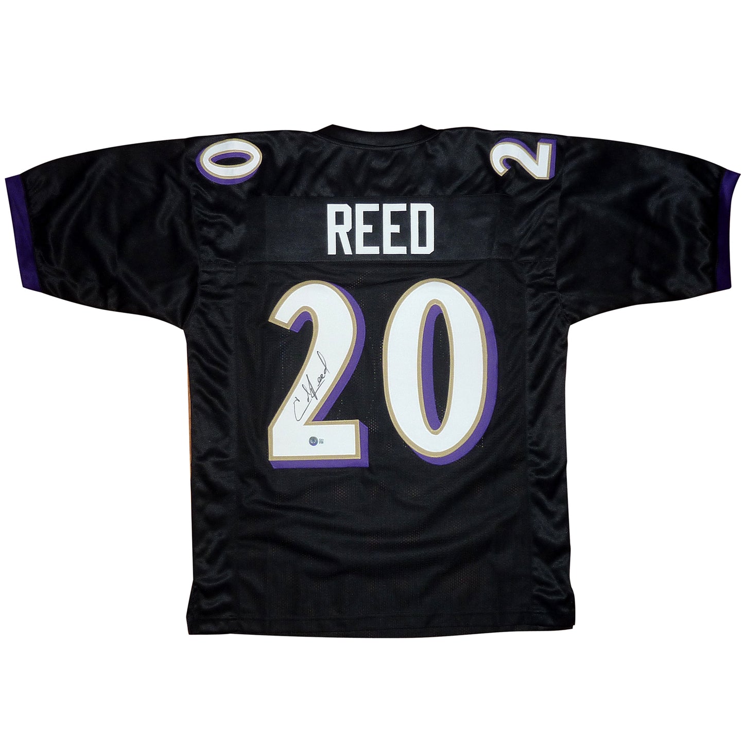 Ed Reed Autographed Baltimore (Black #20) Custom Jersey – Beckett