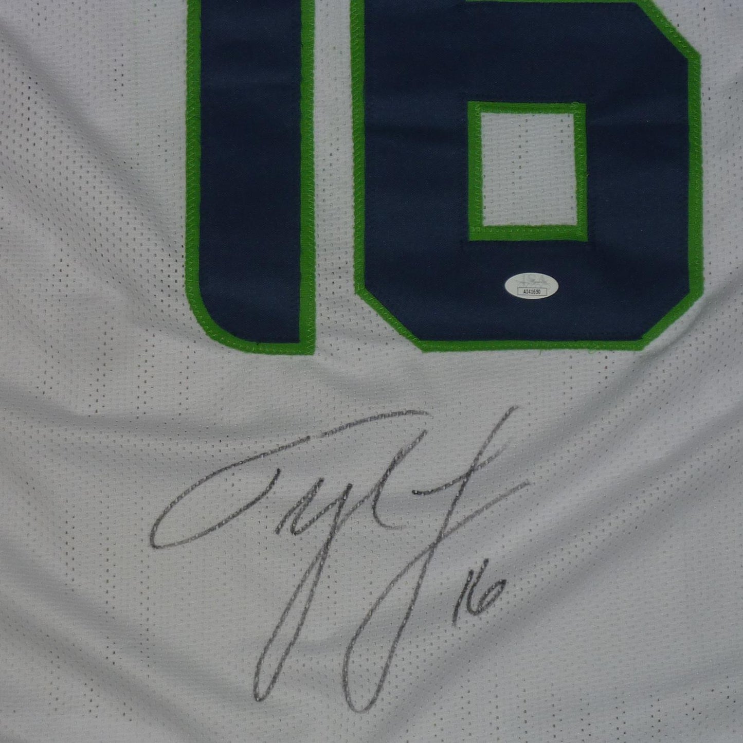 Tyler Lockett Autographed Seattle (White #16) Custom Jersey - MCS