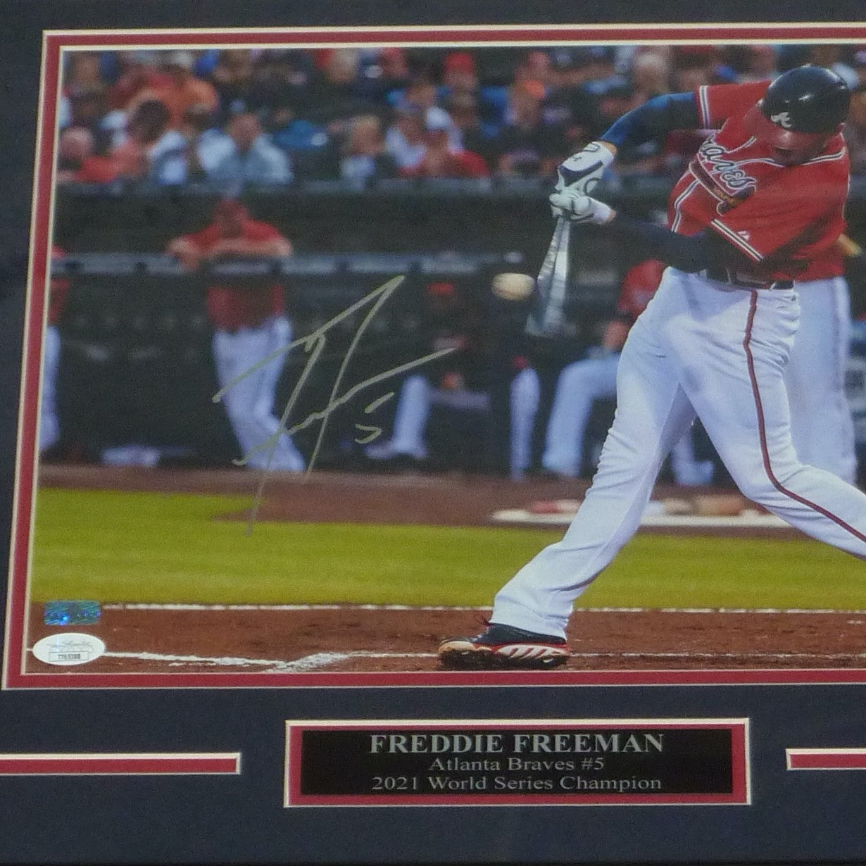 Freddie Freeman Autographed Atlanta Braves Deluxe Framed 11x14 Photo JSA