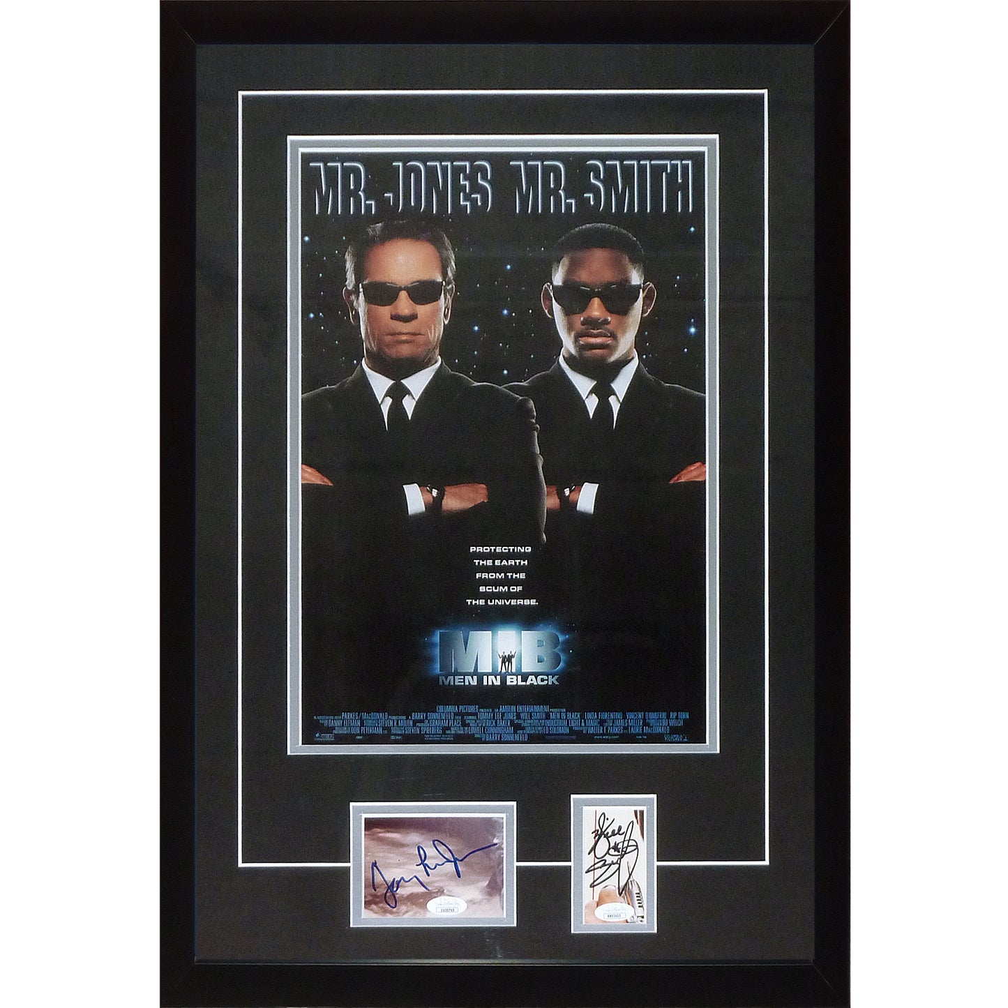 Men in Black MIB 11x17 Movie Poster Deluxe Framed with Will Smith And Tommy Lee Jones Autographs JSA