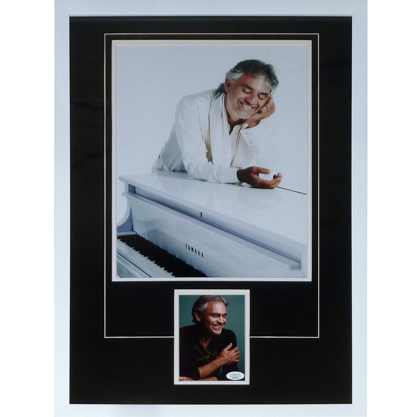 Andrea Bocelli Autographed Music Postcard Deluxe Framed with 11x14 Photo JSA