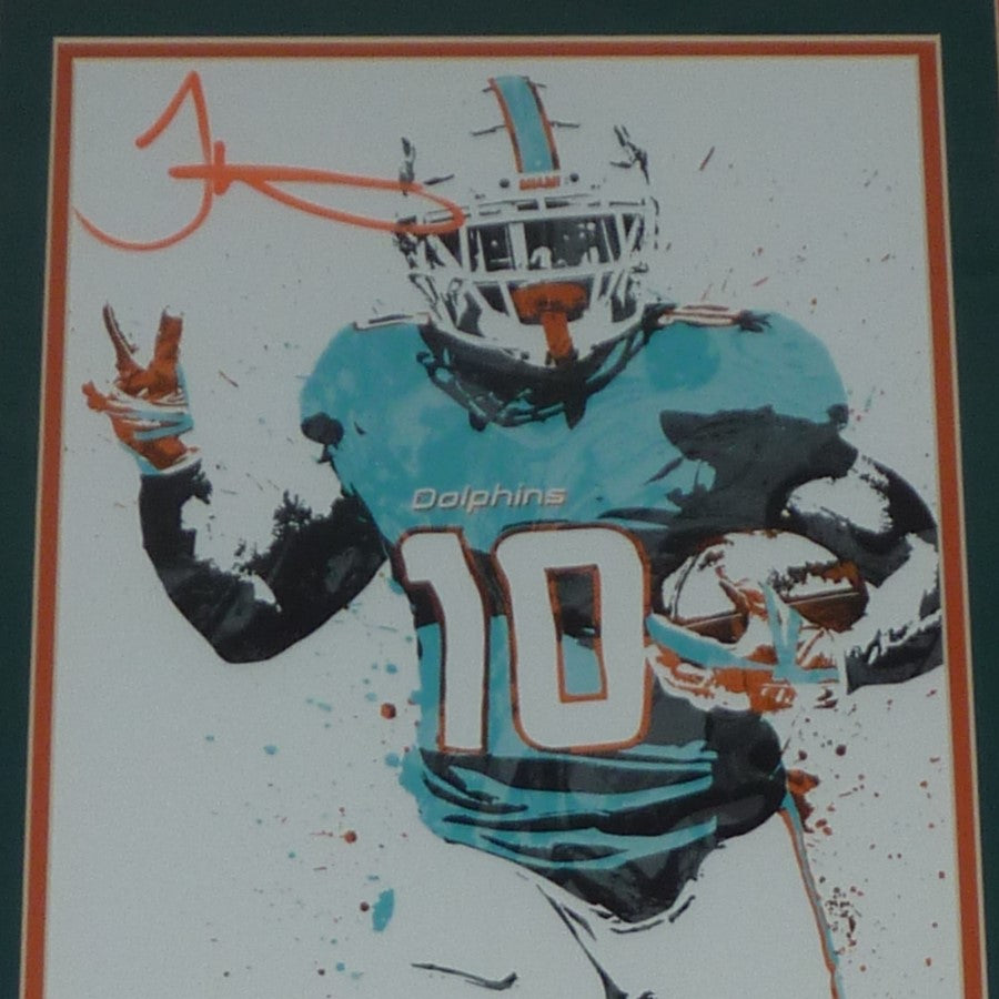 Tyreek Hill Autographed Miami Dolphins Peace Splash Art Deluxe Framed 11x14 Poster - Beckett