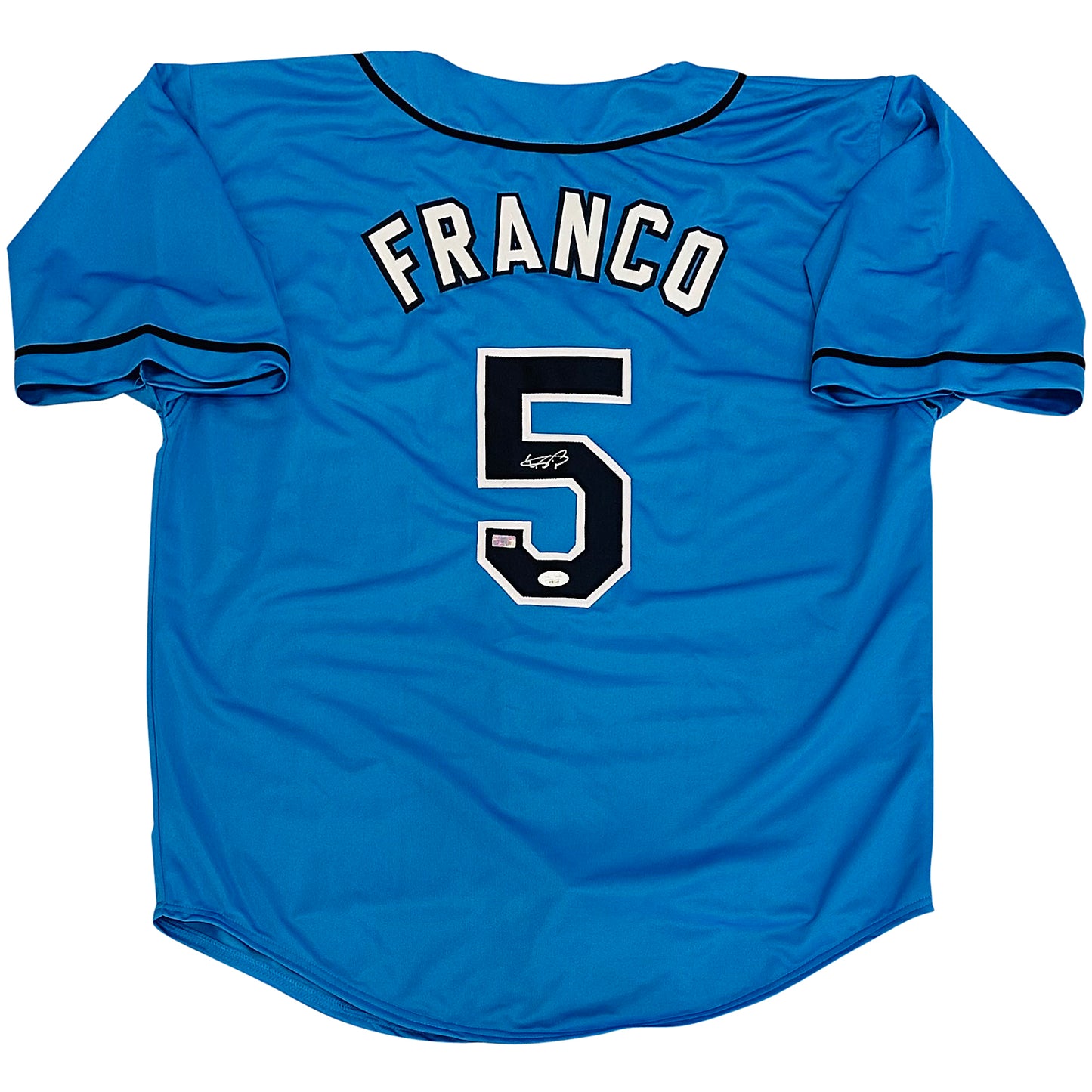 Wander Franco Autographed Tampa Bay (Light Blue #5) Custom Jersey JSA