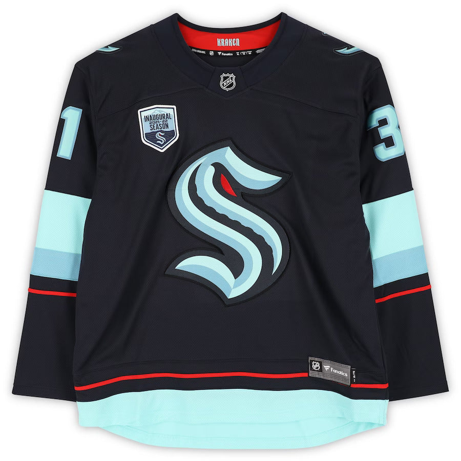 Philipp Grubauer Autographed Seattle Kraken (Navy Blue #31) Fanatics Hockey Jersey - Fanatics