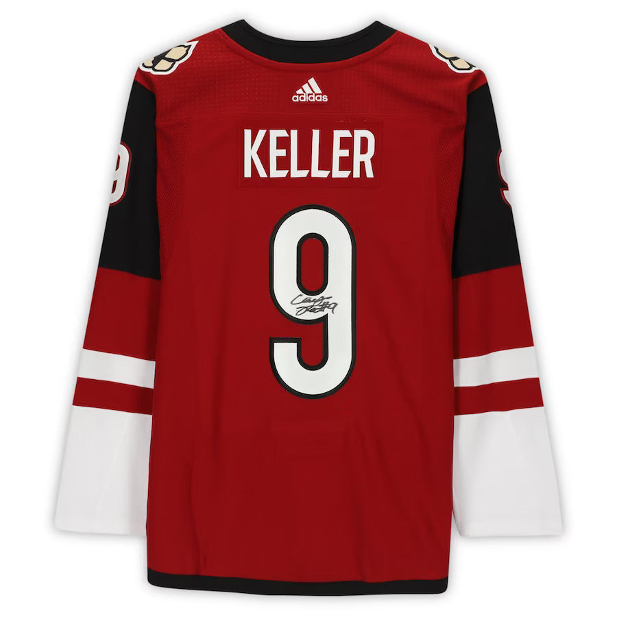 Clayton Keller Autographed Arizona Coyotes (Red #9) Adidas Hockey