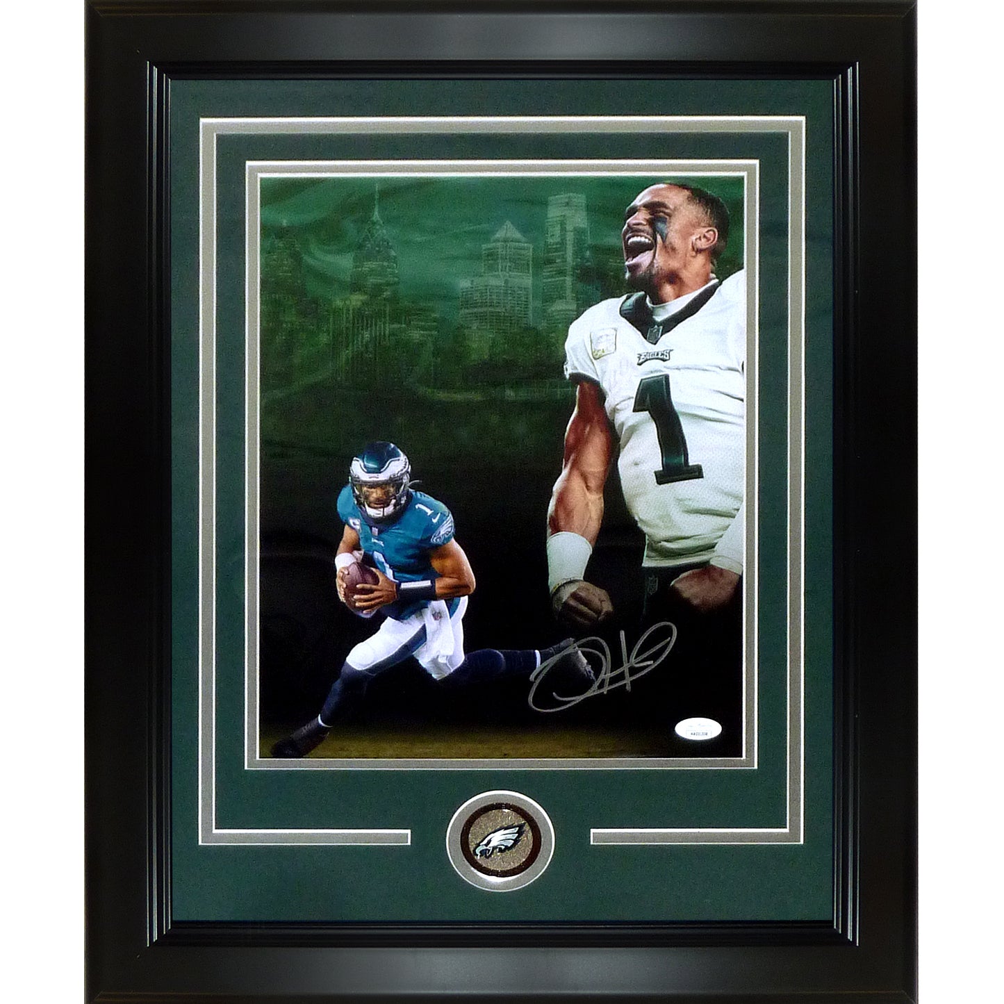 Jalen Hurts Autographed Philadelphia Eagles (Collage) Deluxe Framed 11x14 Photo - JSA