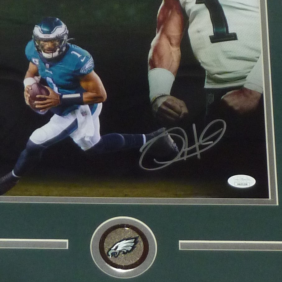 Jalen Hurts Autographed Philadelphia Eagles (Collage) Deluxe Framed 11x14 Photo - JSA