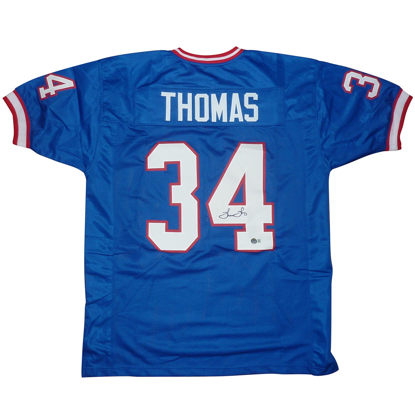 Thurman Thomas Autographed Buffalo (Blue #34) Custom Jersey - Beckett