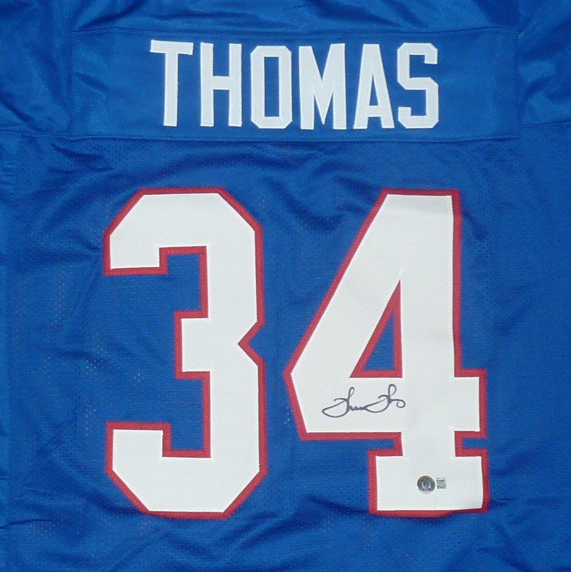 Thurman Thomas Autographed Buffalo (Blue #34) Custom Jersey - Beckett