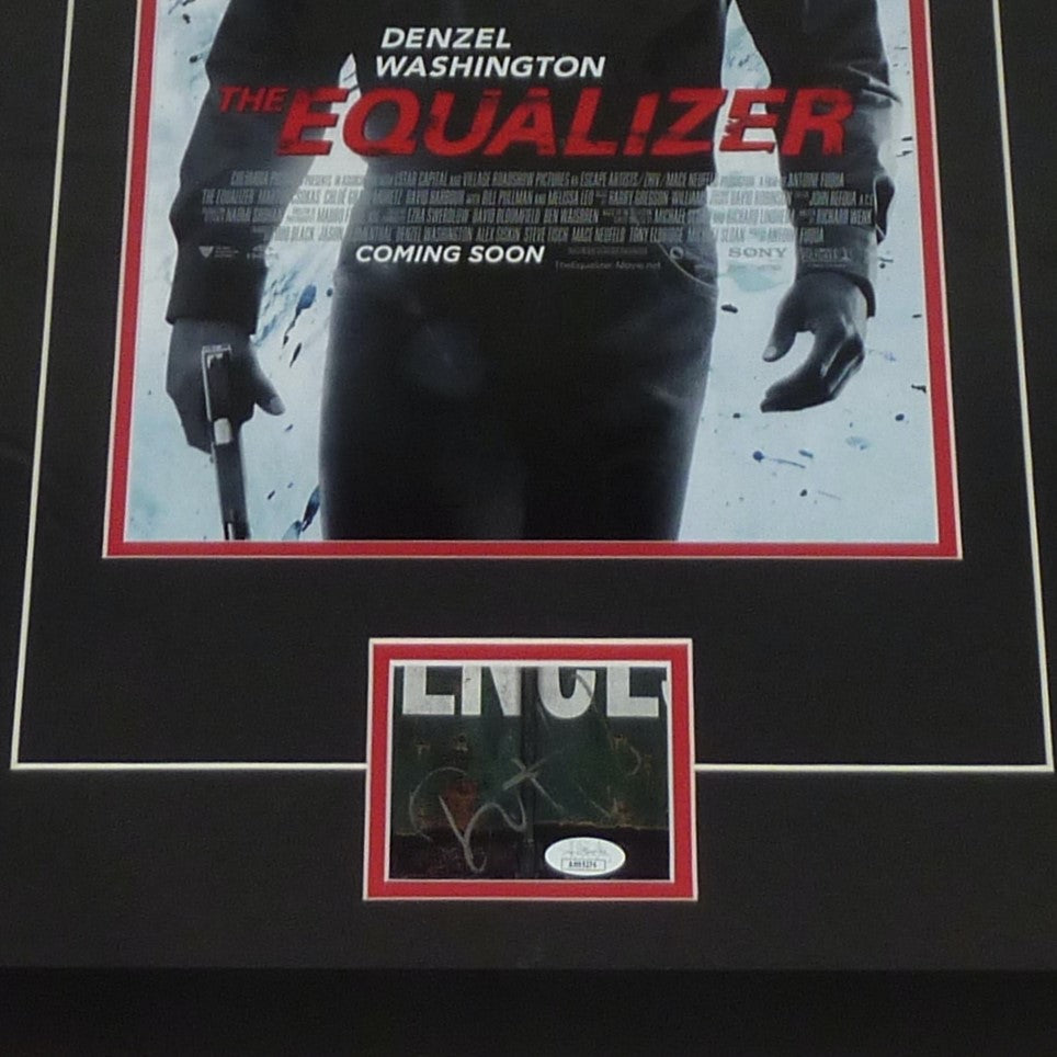 The Equalizer 11x17 Movie Poster Deluxe Framed with Denzel Washington Autograph - JSA