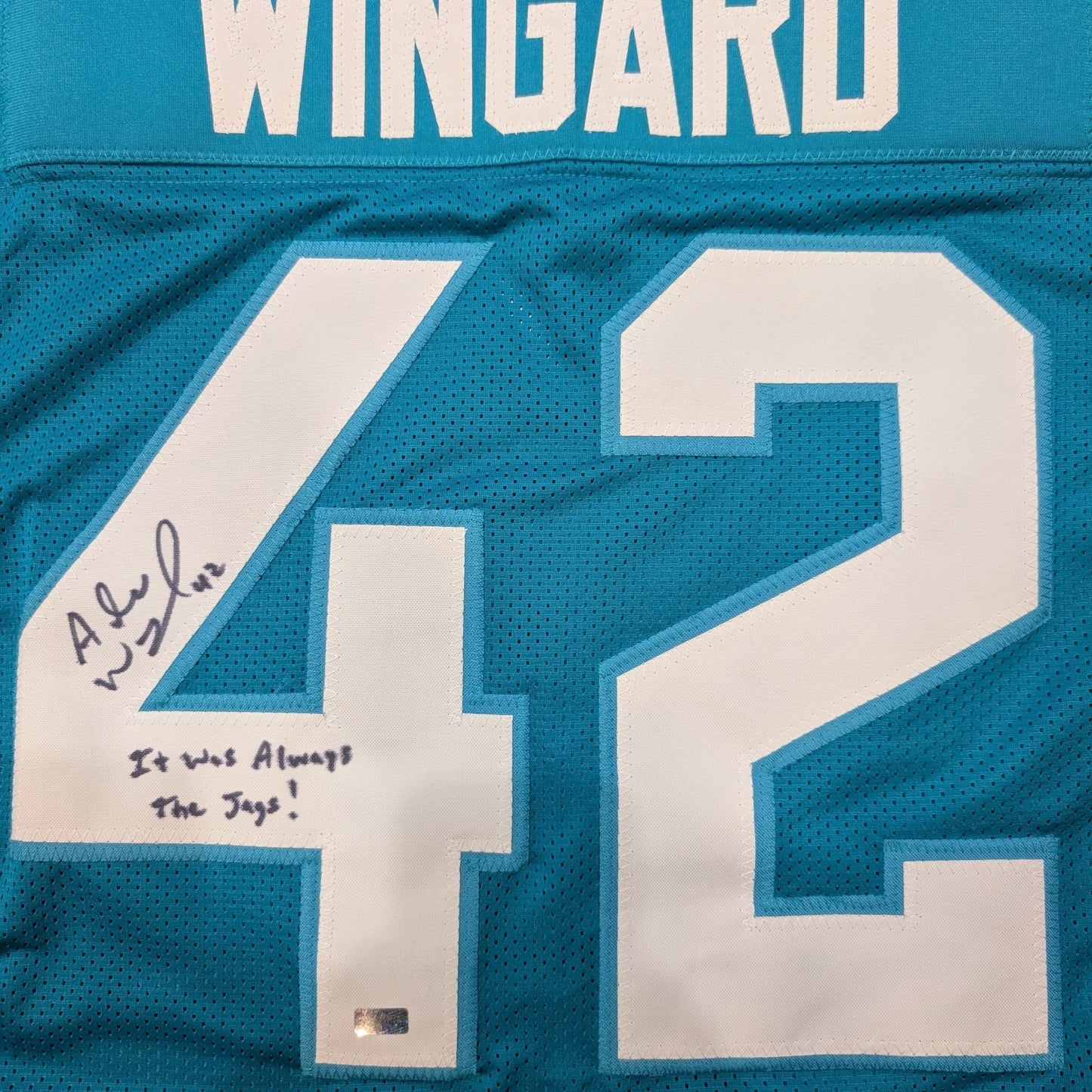 Andrew Wingard Autographed Jacksonville (Teal #42) Custom Jersey w/ "It was Always the Jags"