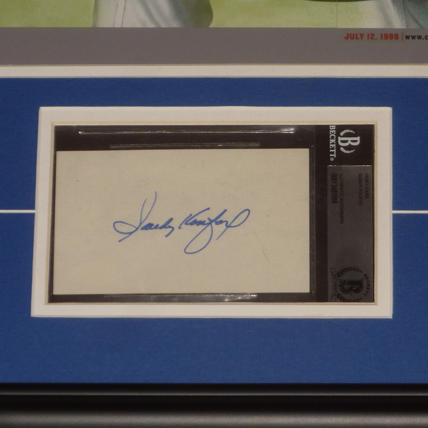 Sandy Koufax Autographed Los Angeles Dodgers Sports Illustrated Poster Framed with Slab Autograph - Beckett