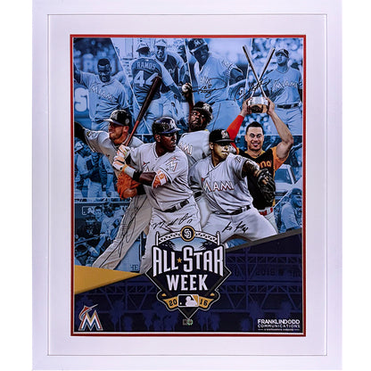 Jose Fernandez, Giancarlo Stanton, Ozuna, Ramos And Rodney Autographed Miami Marlins 2016 All Star Game Deluxe Framed 18"x22" Poster - MLB Holo