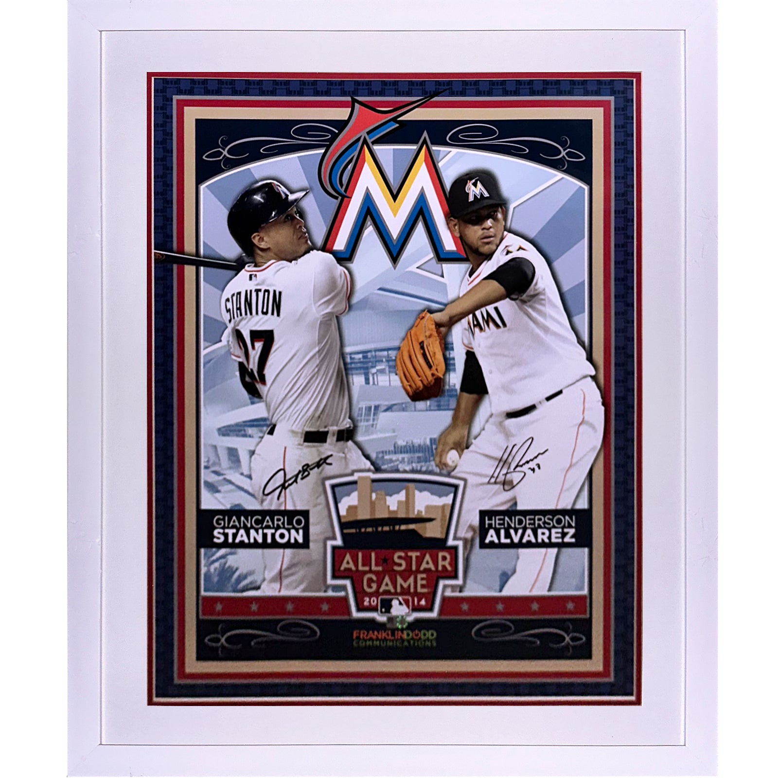 Giancarlo Stanton And Henderson Alvarez Autographed Miami Marlins 2014 All Star Game Deluxe Framed 18