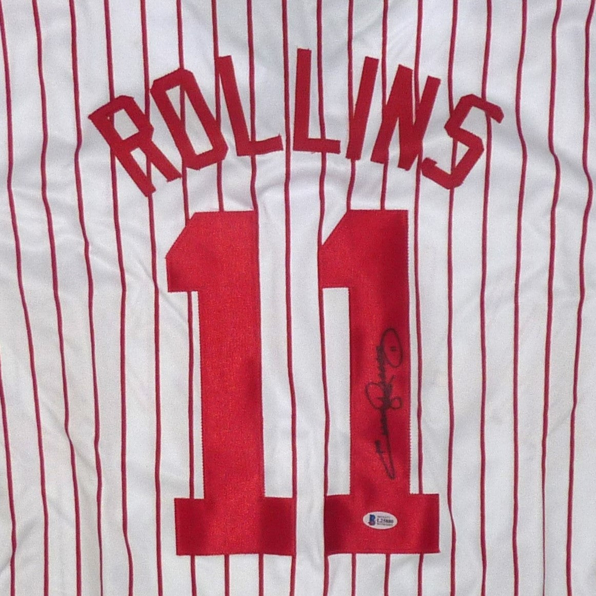 Jimmy Rollins Autographed Philadelphia (Pinstripe #11) Jersey - JSA