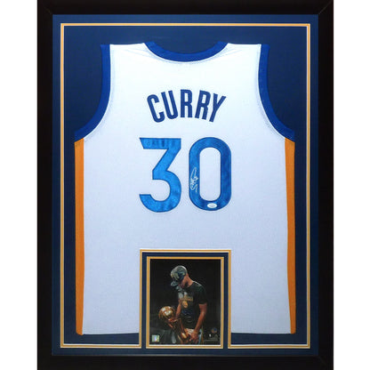 Stephen Curry Autographed Golden State (White #30) Framed Jersey - JSA