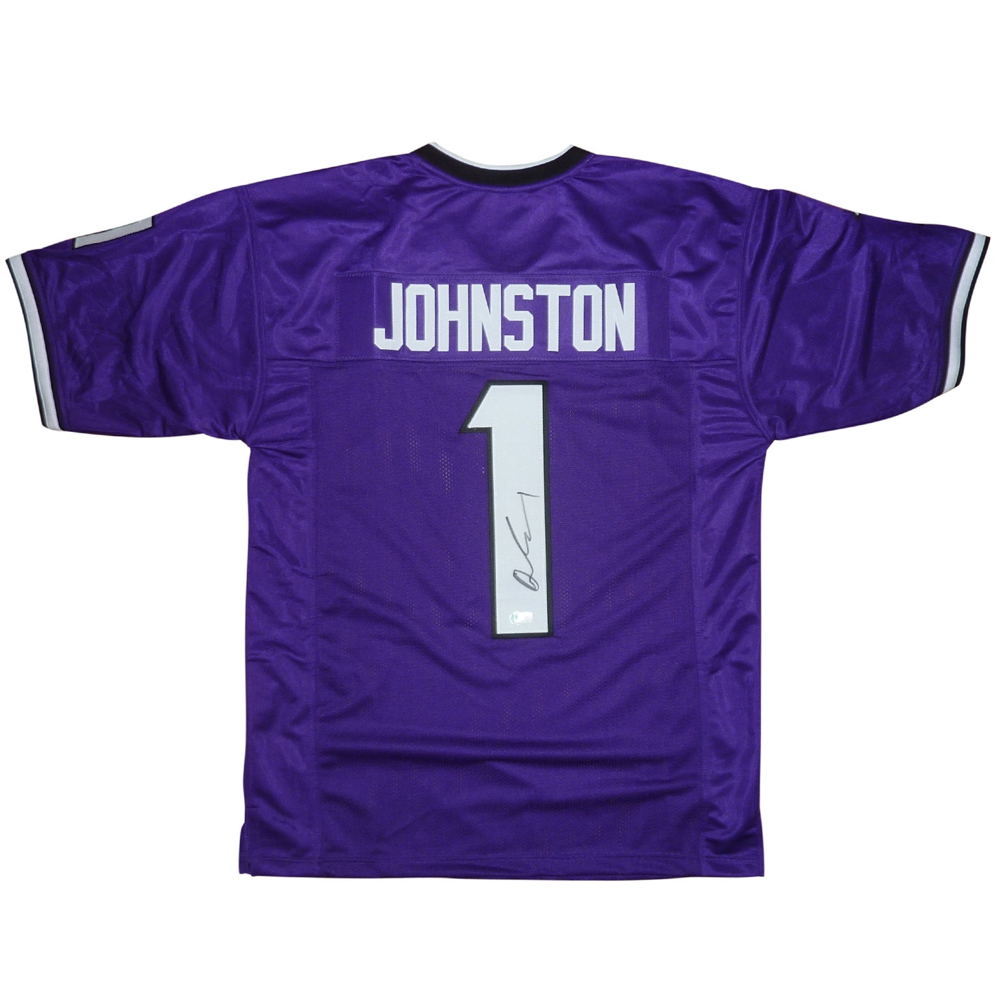 Quentin Johnston Autographed TCU Horned Frogs (Purple #1) Jersey - Beckett