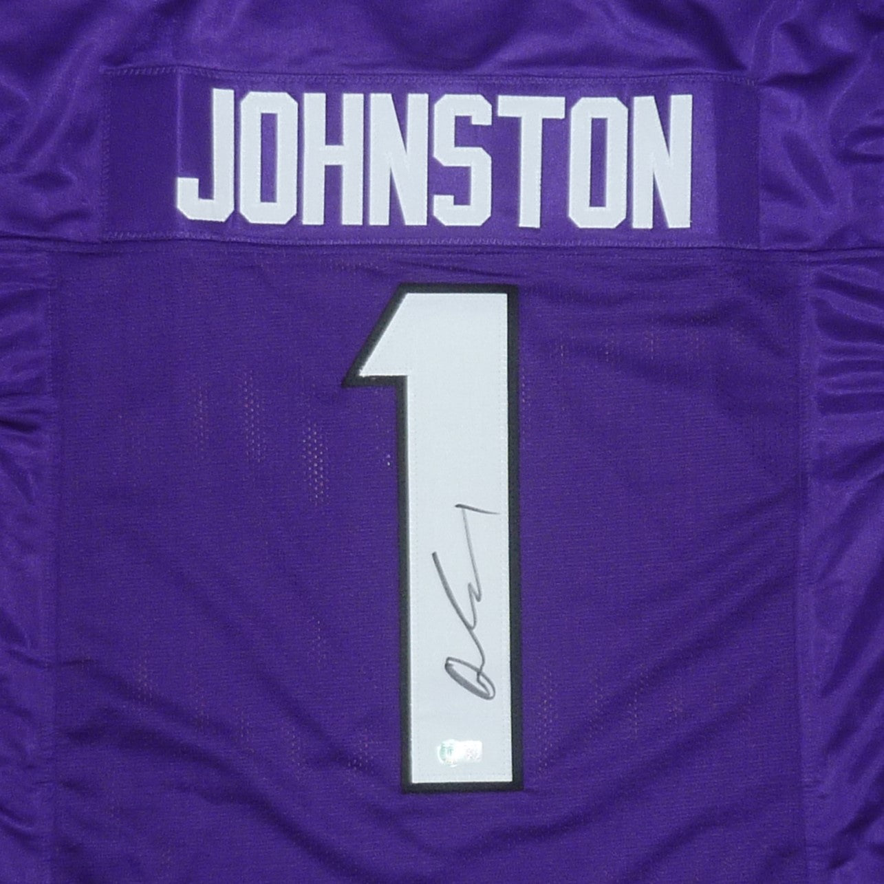 Quentin Johnston Autographed TCU Horned Frogs (Purple #1) Jersey - Beckett