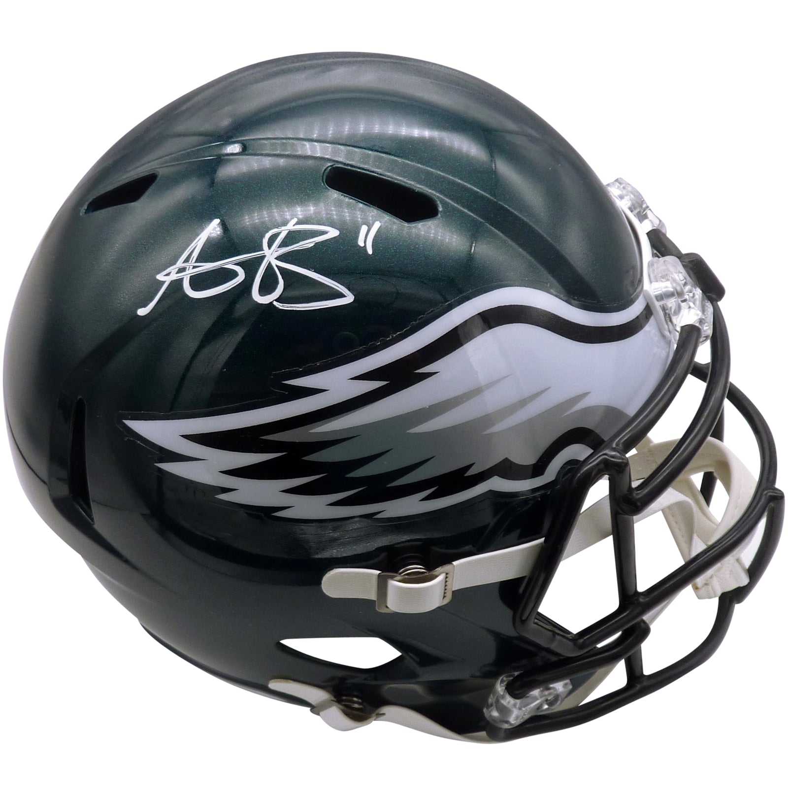 AJ Brown Autographed Philadelphia Eagles Deluxe Full-Size Replica Helm – Palm Beach Autographs LLC AJ Brown Autographed Philadelphia Eagles Deluxe Full-Size Replica Helm – Palm Beach Autographs LLC