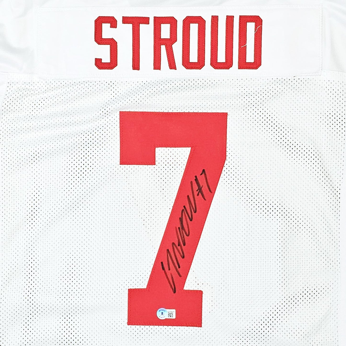 C.J. Stroud Autographed Ohio State Buckeyes (White #7) Custom Jersey - Beckett