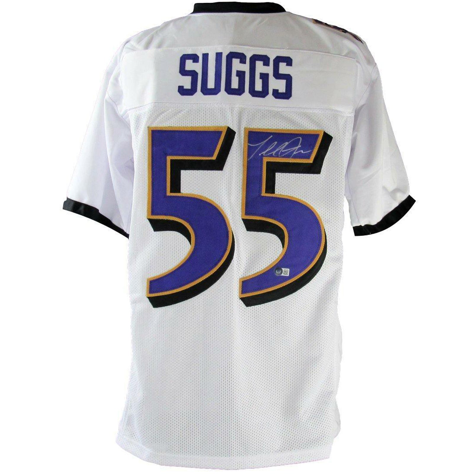Terrell Suggs Autographed Baltimore (White #55) Custom Jersey - JSA