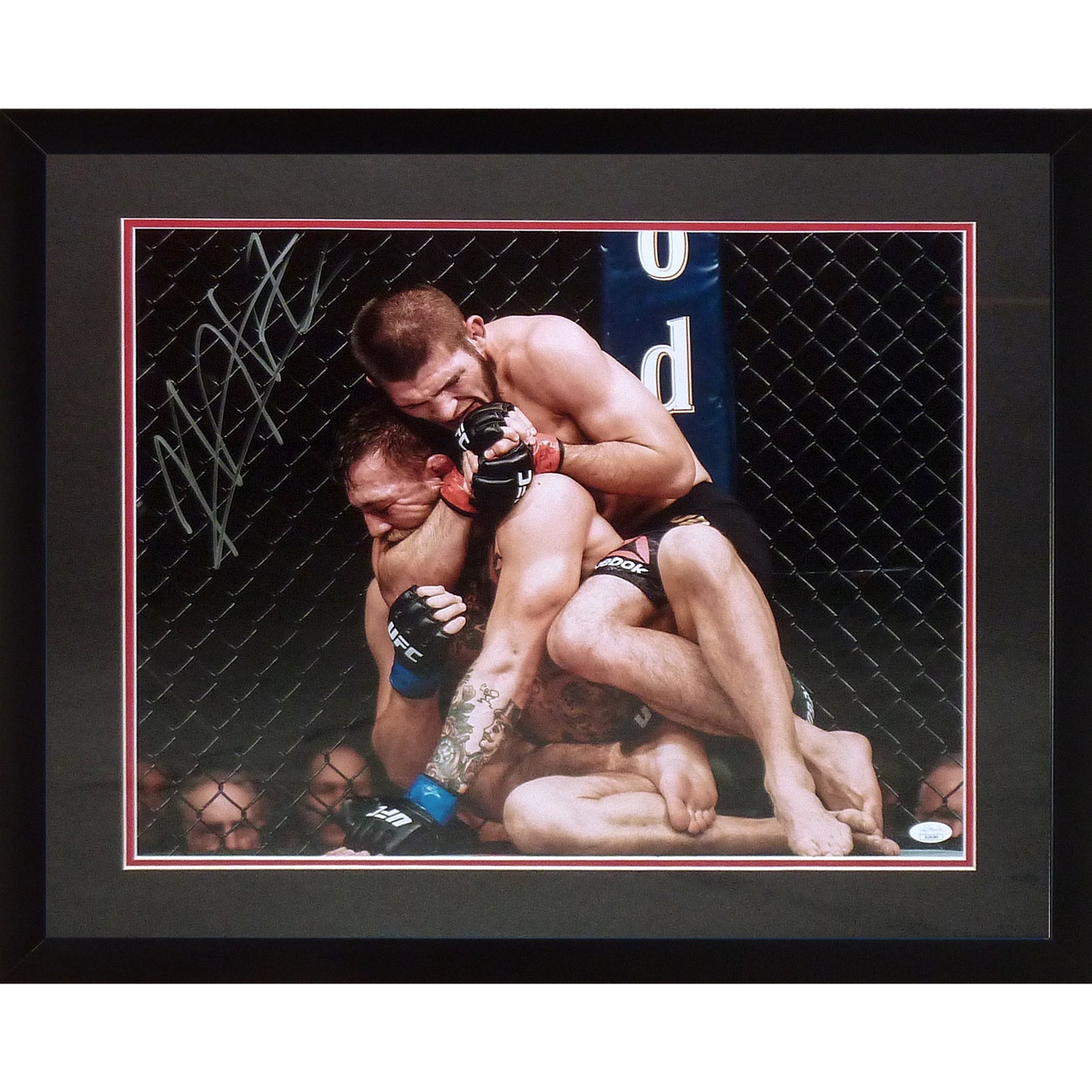 Khabib Nurmagomedov Autographed UFC MMA (Choking Conor McGregor) Deluxe Framed 16x20 Photo - JSA