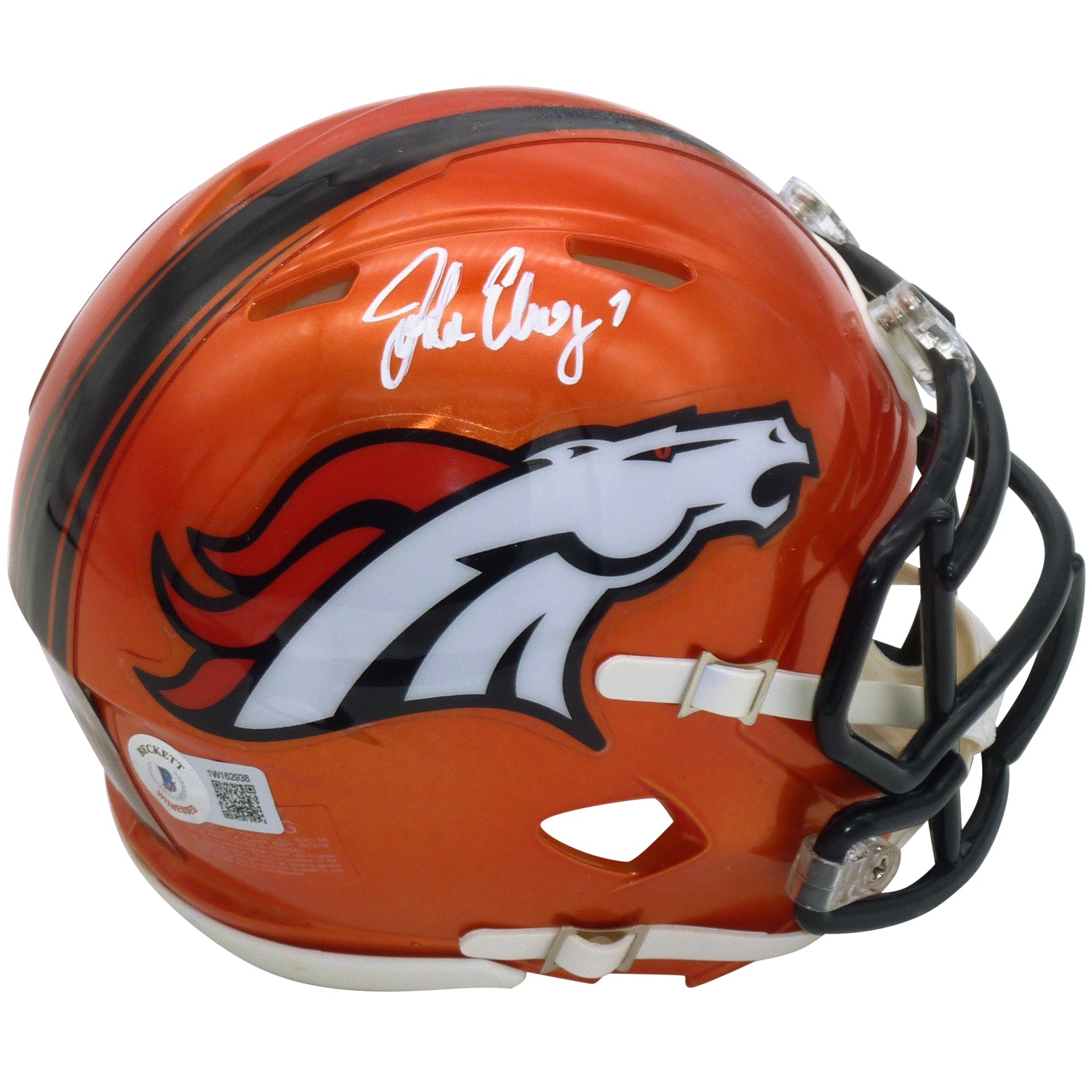 denver broncos football helmets John Elway Autographed Denver Broncos (FLASH Alternate) Mini Helmet