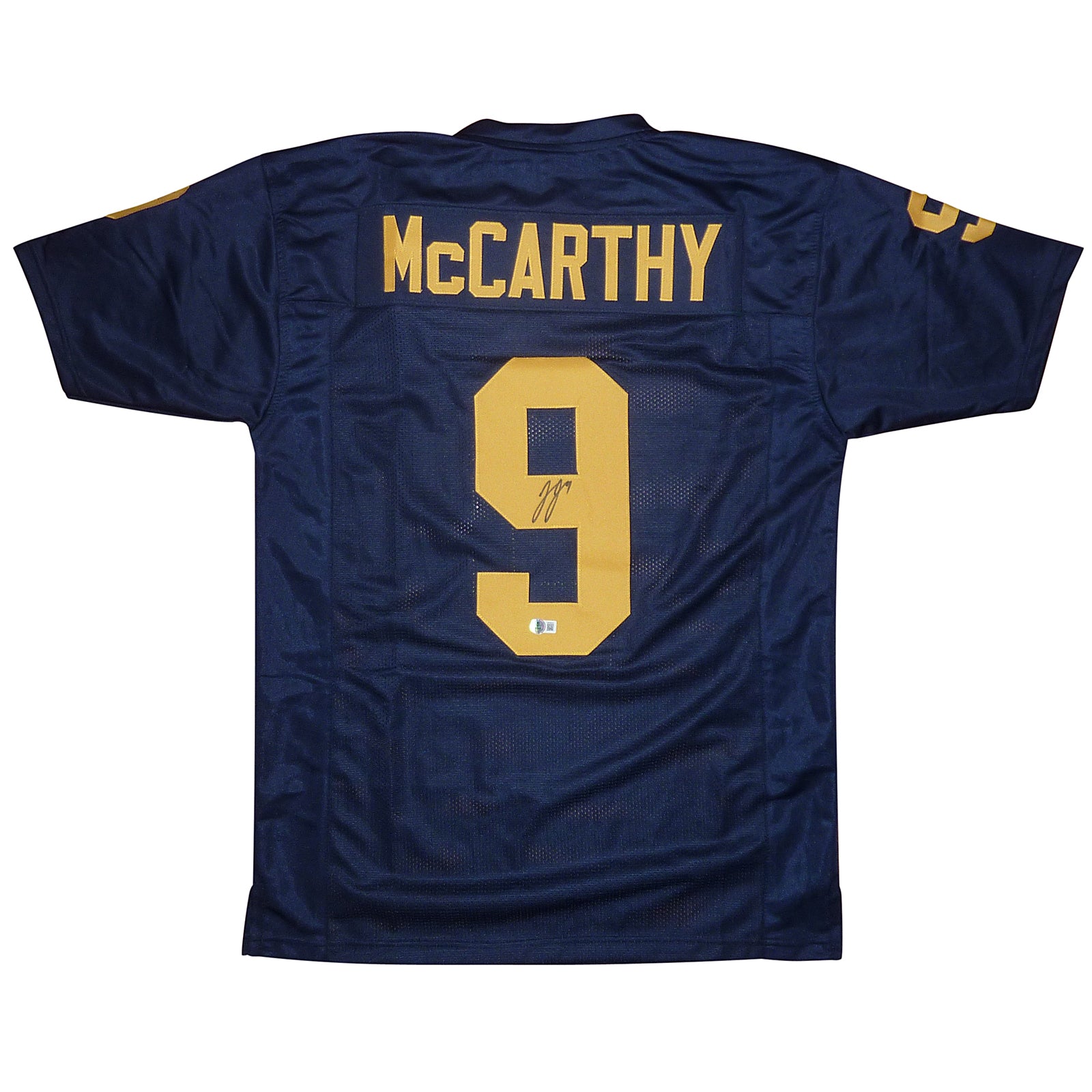 JJ McCarthy Autographed Michigan Wolverines (Blue #9) Custom Jersey - Beckett