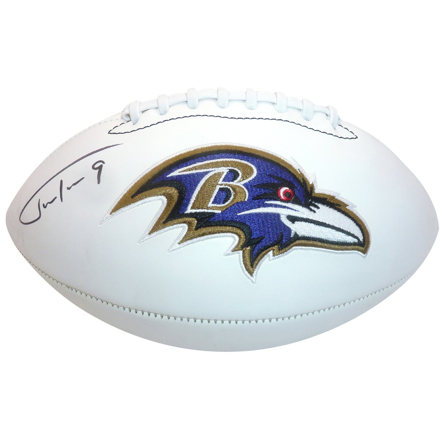 Justin Tucker Autographed Baltimore Ravens Logo Football Jsa
