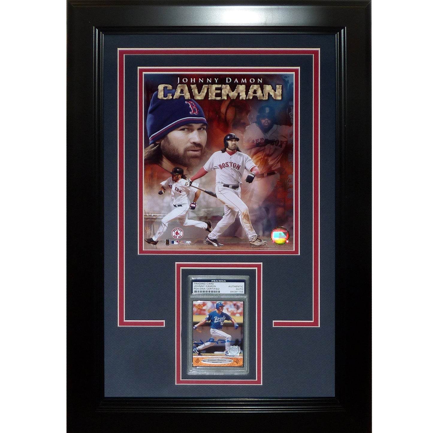 Johnny Damon Autographed Rookie Card Deluxe Framed with Boston Red Sox 8x10 Photo - PSA/DNA
