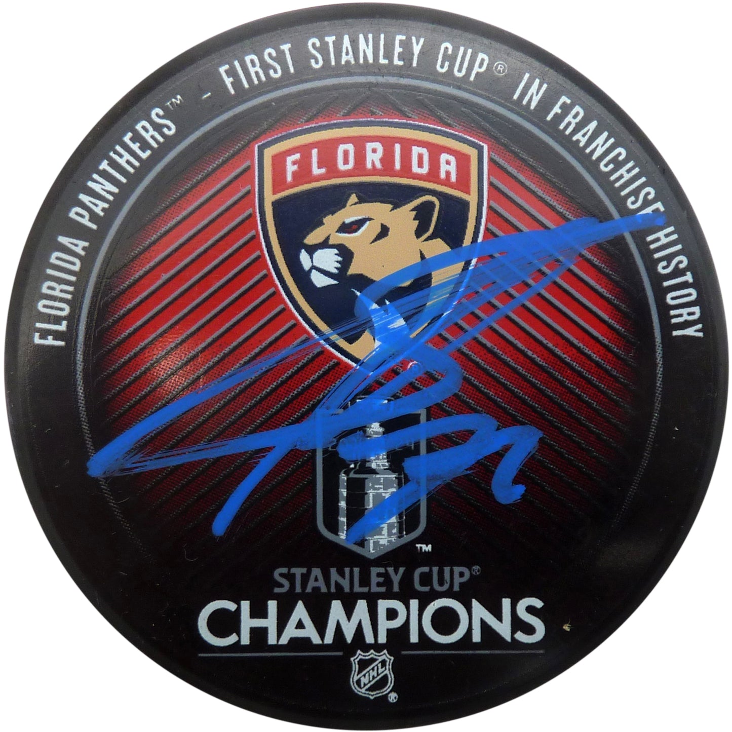 Sergei Bobrovsky Autographed Florida Panthers (2024 Stanley Cup Champs) Hockey Puck - Beckett