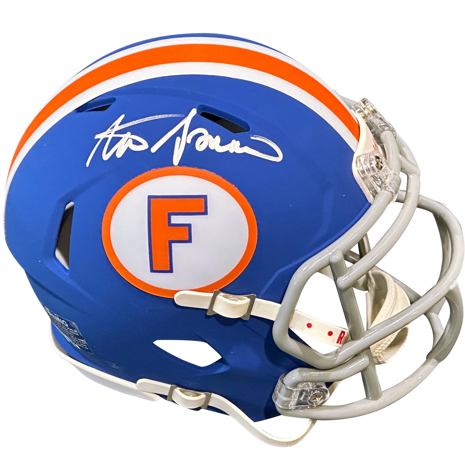 florida football helmet f Steve Spurrier, Danny Wuerffel And Tim Tebow Autographed Florida Gators (Blue Throwback) Deluxe Full-Size Replica Helmet w/ Heisman Years