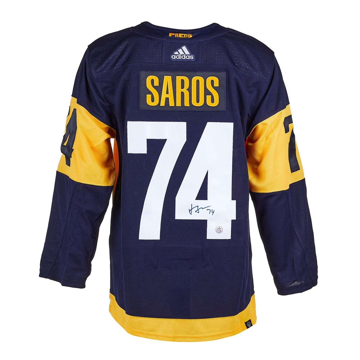 Juuse Saros Autographed Nashville Predators (Smashville Stadium Series #74) Adidas Jersey - AJ