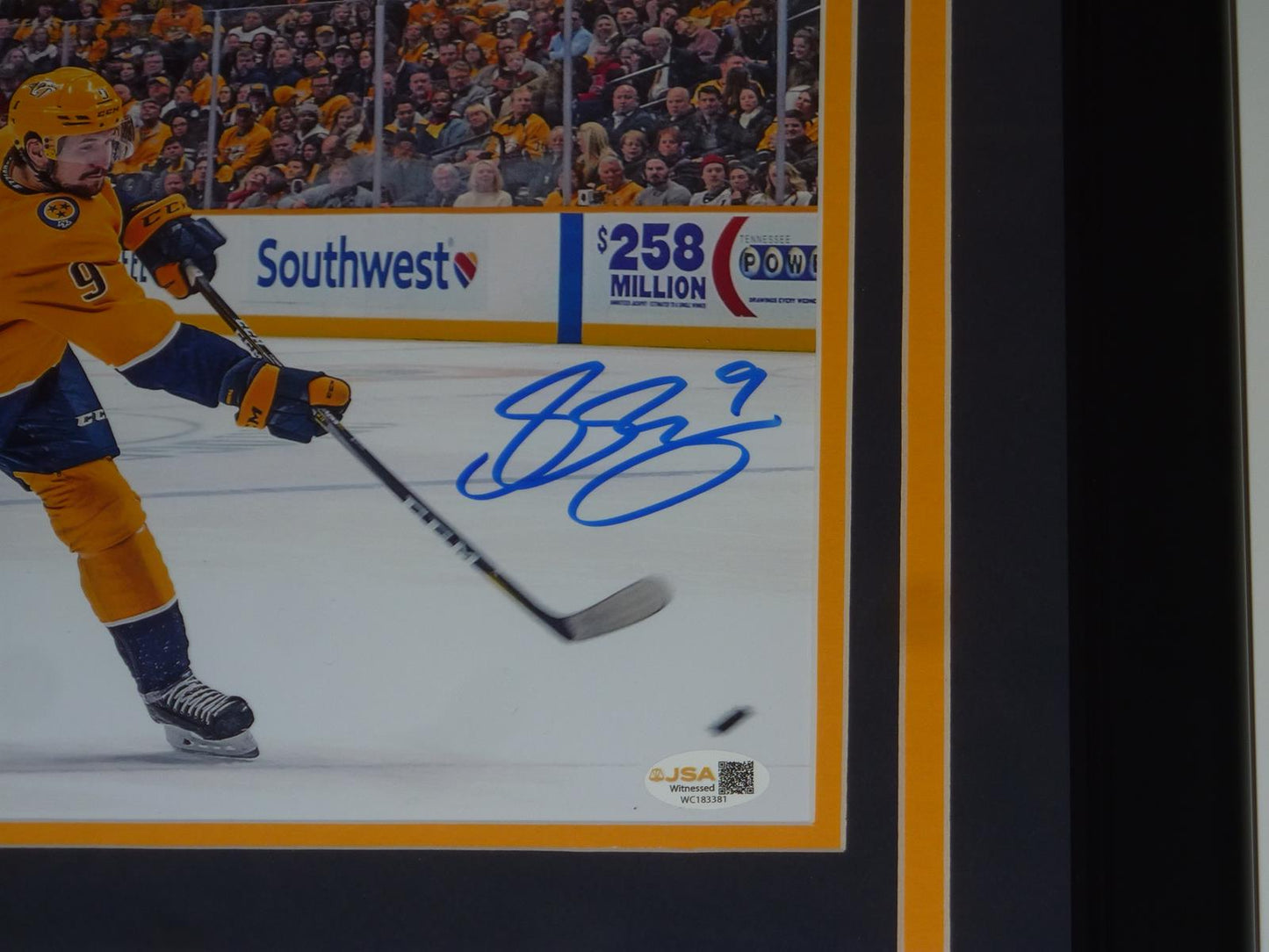 Filip Forsberg Autographed Nashville Predators (Horiz Slapshot) Deluxe Framed 8x10 Photo - JSA