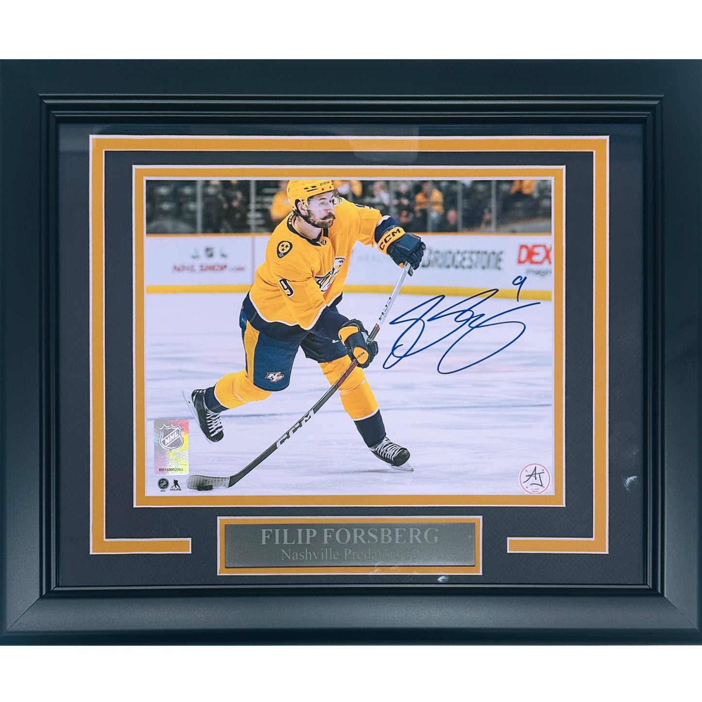 Filip Forsberg Autographed Nashville Predators (Horiz Slapshot) Deluxe Framed 8x10 Photo - JSA