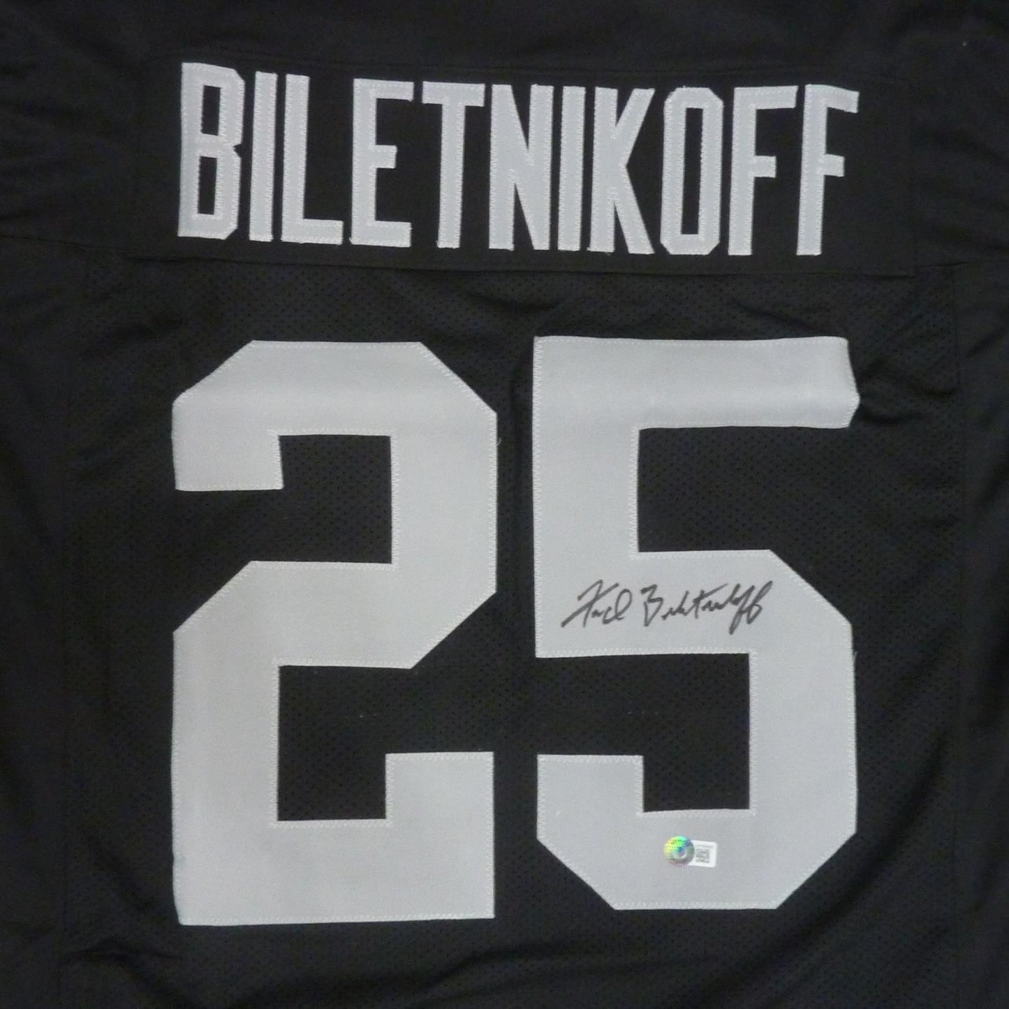 Fred Biletnikoff Autographed Oakland (Black #25) Custom Jersey - TriStar