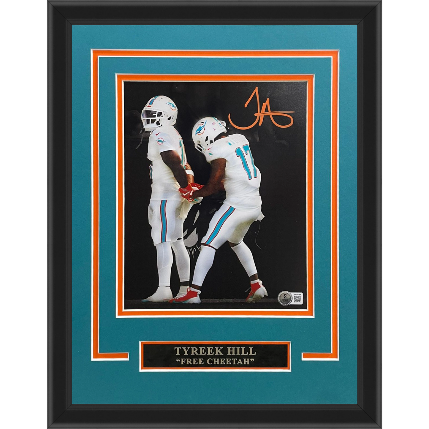 Tyreek Hill Autographed Miami Dolphins (Handcuffs Celebration Spotlight) Deluxe 8x10 Photo Beckett