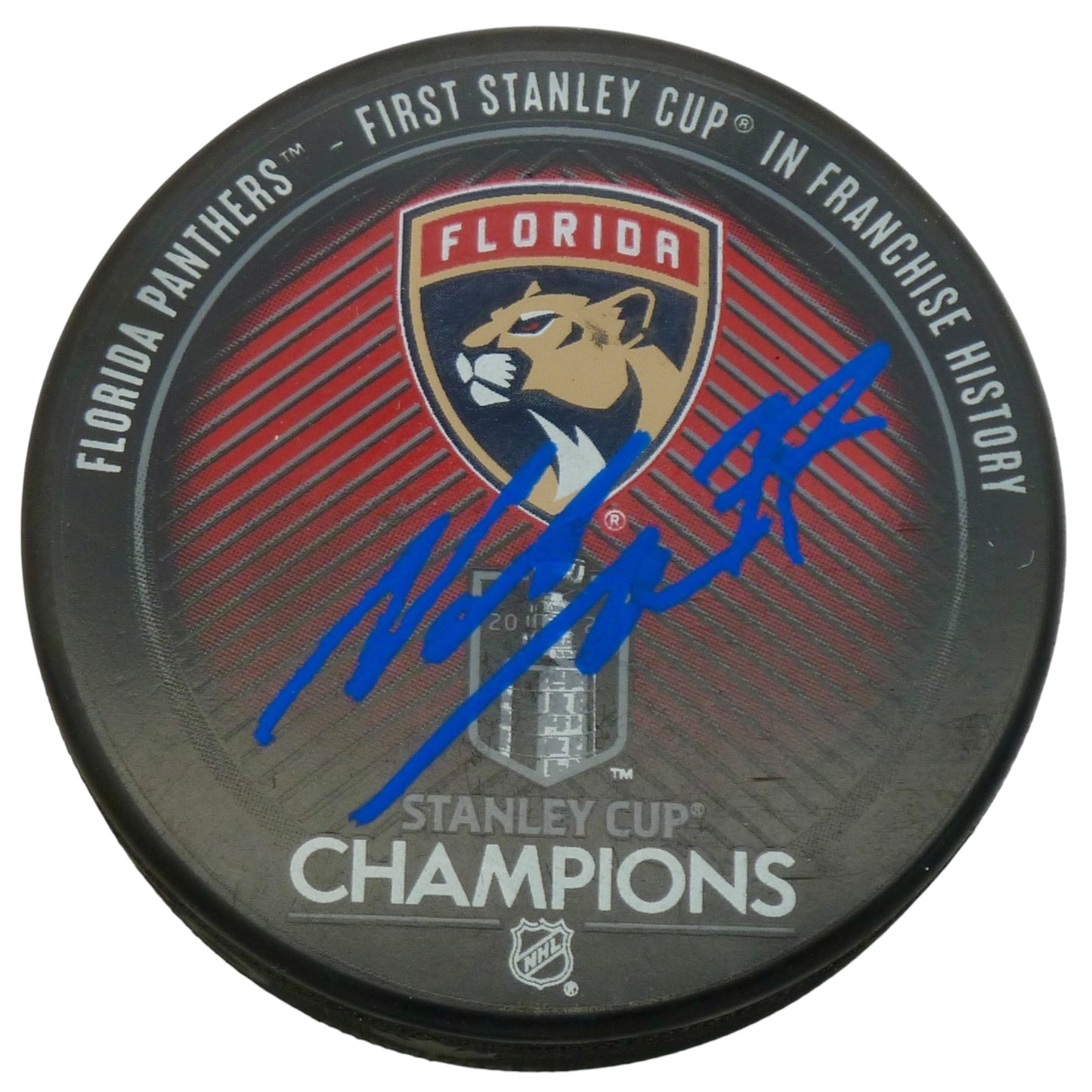 Niko Mikkola Autographed Florida Panthers (Stanley Cup Champs Logo) Hockey Puck - JSA